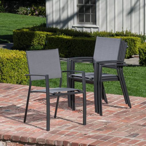 Hanover Cameron 11-Piece Outdoor Dining Set In Grey With 10 Aluminum Sling Chairs, 63x94" Aluminum Extension Table - Image 14