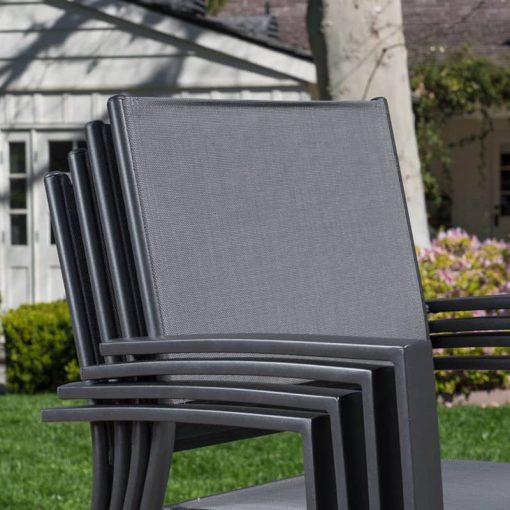 Hanover Cameron 11-Piece Outdoor Dining Set In Grey With 10 Aluminum Sling Chairs, 63x94" Aluminum Extension Table - Image 13