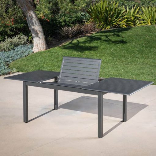 Hanover Cameron 11-Piece Outdoor Dining Set In Grey With 10 Aluminum Sling Chairs, 63x94" Aluminum Extension Table - Image 7