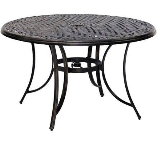 Hanover Fontana 5-Piece Outdoor Dining Set In Tan/Bronze With 4 Sling Chairs, 48" Cast Table - Image 4