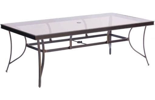 Hanover Monaco 7-Piece Outdoor Dining Set In Tan/Bronze With 6 Spring Sling Chairs, 42" x 84" Glass-Top Table - Image 4