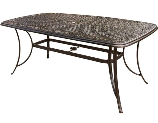 Hanover Manor 7-Piece Outdoor Dining Set In Tan/Bronze With 6 Dining Chairs, 72" x 38" Cast-Top Table - Image 2
