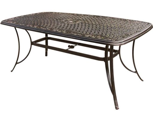 Hanover Manor 7-Piece Outdoor Dining Set In Tan/Bronze With 6 C-Spring Chairs, 72" x 38" Cast-Top Table - Image 2