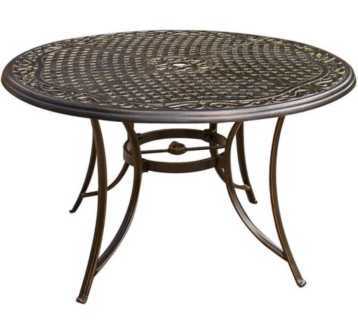 Hanover Traditions 5-Piece Outdoor Dining Set In Tan/Cast With 4 Counter Height Swivel Rockers, 56" Round Cast-Top Table - Image 9