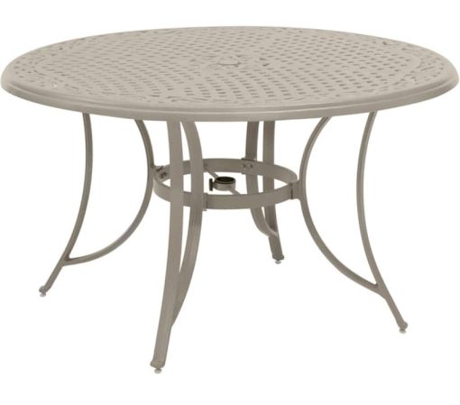 Hanover Traditions 5-Piece Outdoor Dining Set In Beige/Sand With 4 Swivel Chairs, 48" Cast-Top Table - Image 4