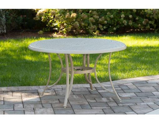 Hanover Traditions 5-Piece Outdoor Dining Set In Beige/Sand With 4 Swivel Chairs, 48" Cast-Top Table - Image 6