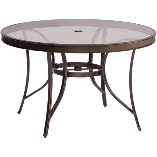 Hanover Traditions 5-Piece Outdoor Dining Set In Red/Bronze With 4 Swivel Rockers, 48" Glass-Top Table - Image 9