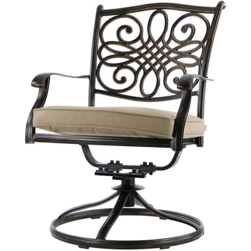 Hanover Traditions 5-Piece Outdoor Set With 4 Swivel Rockers & Durastone Fire Pit In Natural Oat - Image 4
