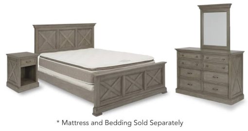 Homestyles Mountain Lodge Gray Queen Bed, Nightstand & Dresser with Mirror