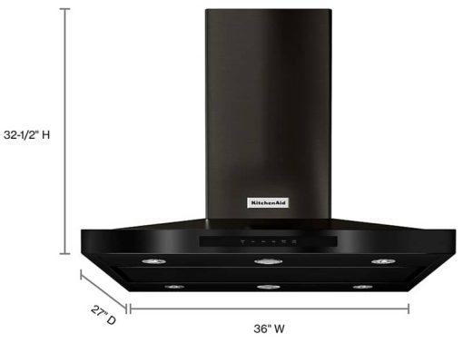 KitchenAid 36" Black Stainless Steel Island-Mount Canopy Hood - Image 5