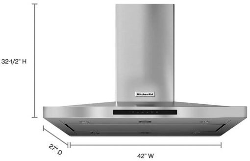 KitchenAid 42" Stainless Steel Island-Mount Canopy Hood - Image 6