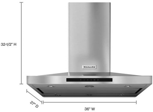 KitchenAid 36" Stainless Steel Island-Mount Canopy Hood - Image 4