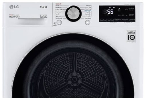 LG 4.2 Cu. Ft. White Smart Wi-Fi Enabled Compact Front Load Electric Dryer With Dual Inverter HeatPump Technology - Image 7