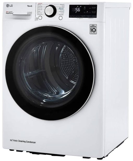 LG 4.2 Cu. Ft. White Smart Wi-Fi Enabled Compact Front Load Electric Dryer With Dual Inverter HeatPump Technology - Image 6