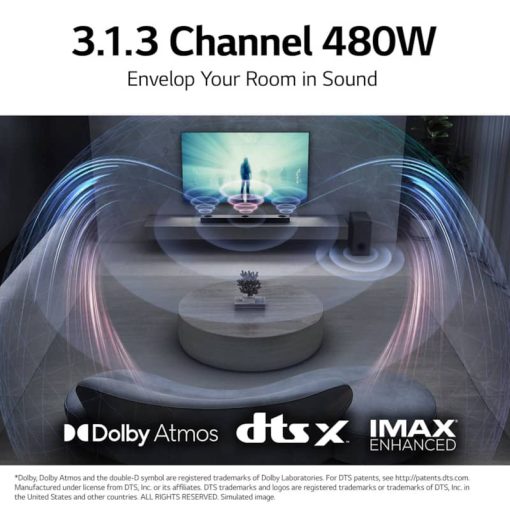 LG  3.1.3 Channel High Res Audio Sound Bar With Dolby Atmos And Apple Airplay 2 - S80QY - Image 9