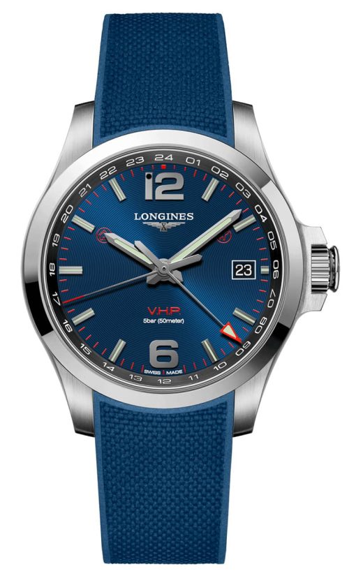 Longines Conquest V.H.P. GMT Stainless Steel Case And Blue Dial Mens Watch