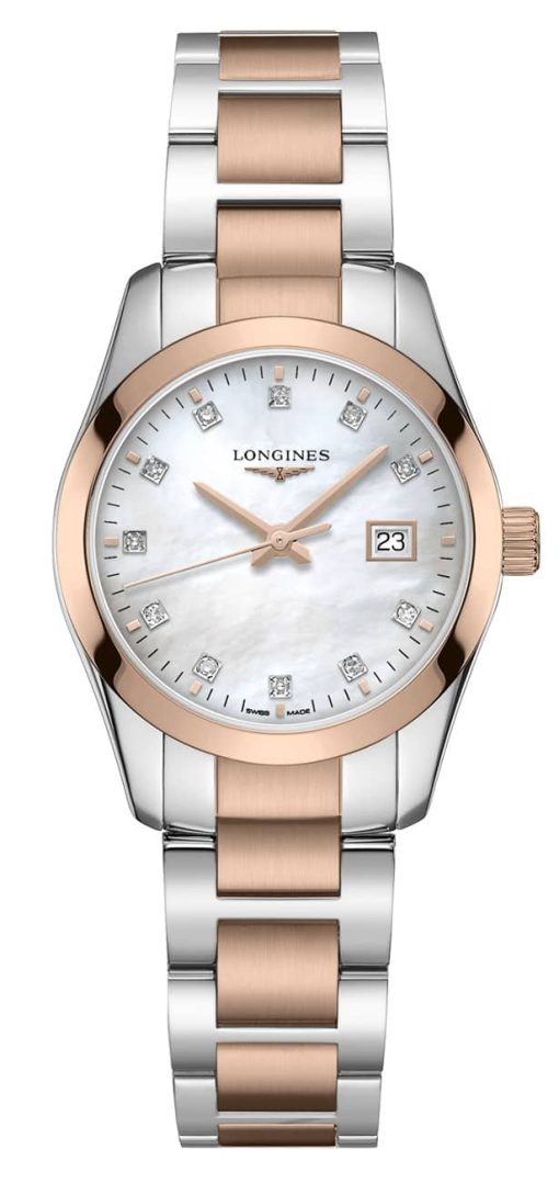 Longines Conquest Classic Two-Toned Stainless Steel/Rose Gold Case, White MOP Dial Watch, 29.50