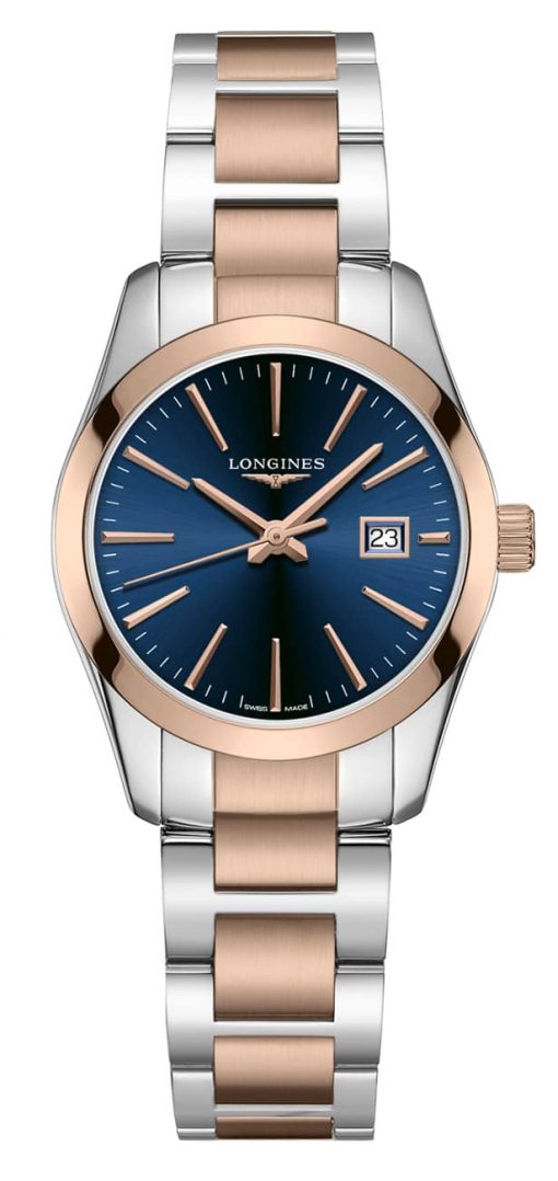 Longines Quartz Conquest Classic Two-Tone Watch, Blue Dial, 29.50mm
