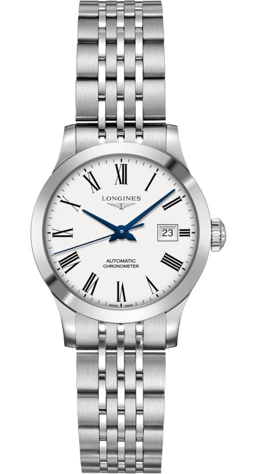 Longines Record Collection Stainless Steel Case, White Matt Dial Watch, 30mm