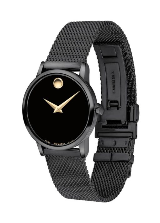 Movado Museum Classic Black Dial & Mesh Bracelet Watch, 28mm - Image 2