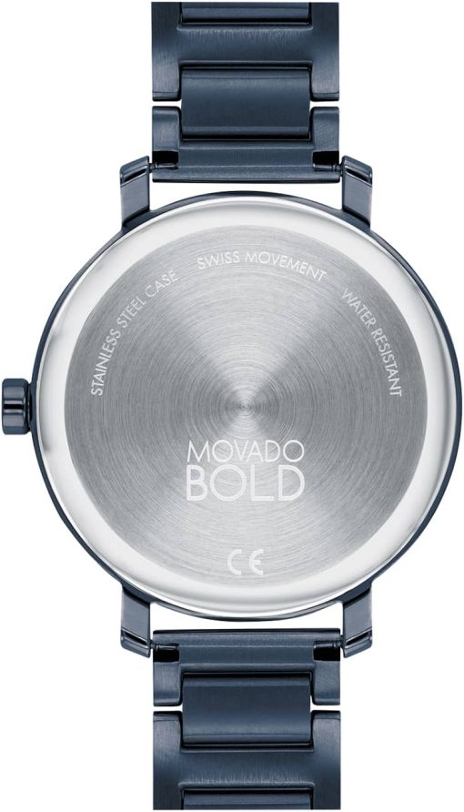 Movado BOLD Evolution Frosted Blue w/ Crystals Dial & Link Bracelet Watch, 34mm - Image 3