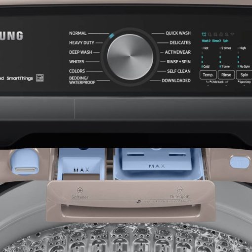 Samsung 5.2 Cu. Ft. Champagne Large Capacity Smart Top Load Washer With Super Speed Wash - Image 9