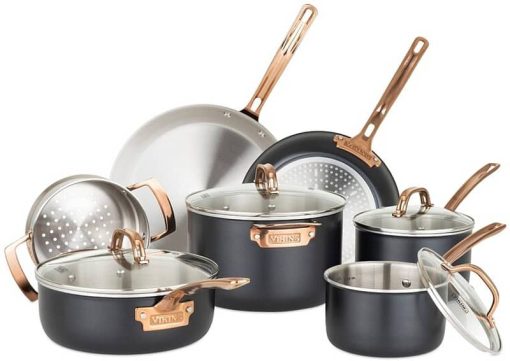 Viking Stainless Steel 3-Ply Black 11 Piece Cookware Set