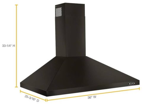 Whirlpool 36" Fingerprint Resistant Black Stainless Steel Contemporary Wall Mount Range Hood - Image 7