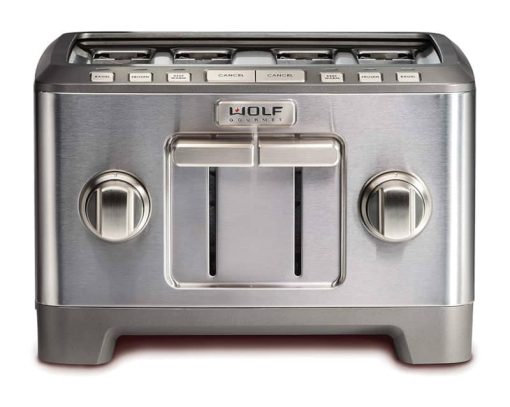 Wolf Gourmet Stainless Steel 4-Slice Toaster w/ Black & Brushed Silver Knobs