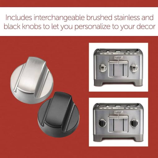 Wolf Gourmet Stainless Steel 4-Slice Toaster w/ Black & Brushed Silver Knobs - Image 6