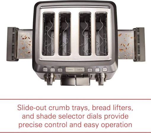 Wolf Gourmet Stainless Steel 4-Slice Toaster w/ Black & Brushed Silver Knobs - Image 4