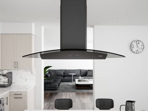 Zephyr 42" Ravenna Black Stainless Steel With Smoke-Gray Glass Island Hood - Image 2