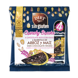 BARRITAS DE ARROZ Y MAÍZ CON CHOCOLATE NEGRO SIN GLUTEN 68 GR