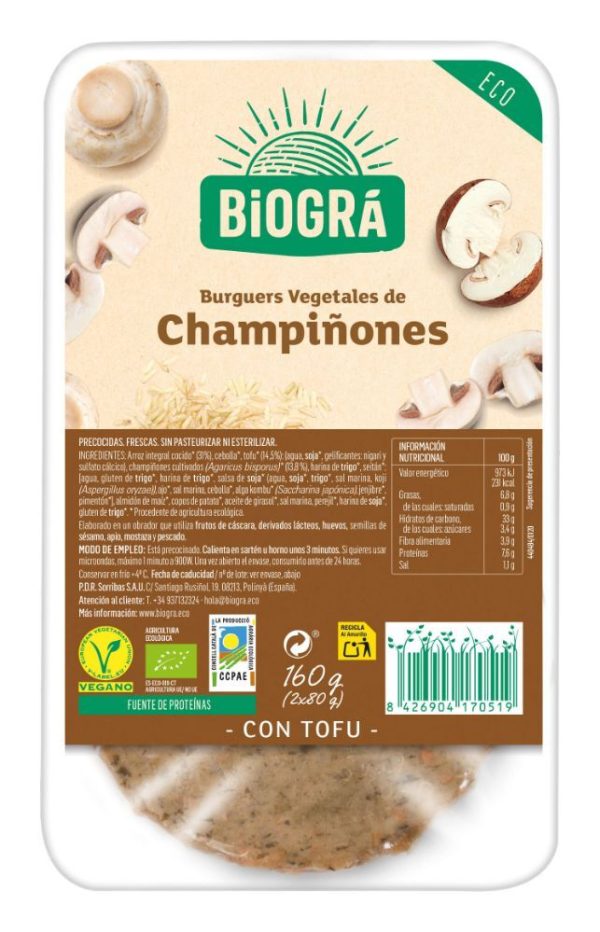 REFRIG  HAMBURGUESA VEGETAL DE CHAMPIÑONES 160 g