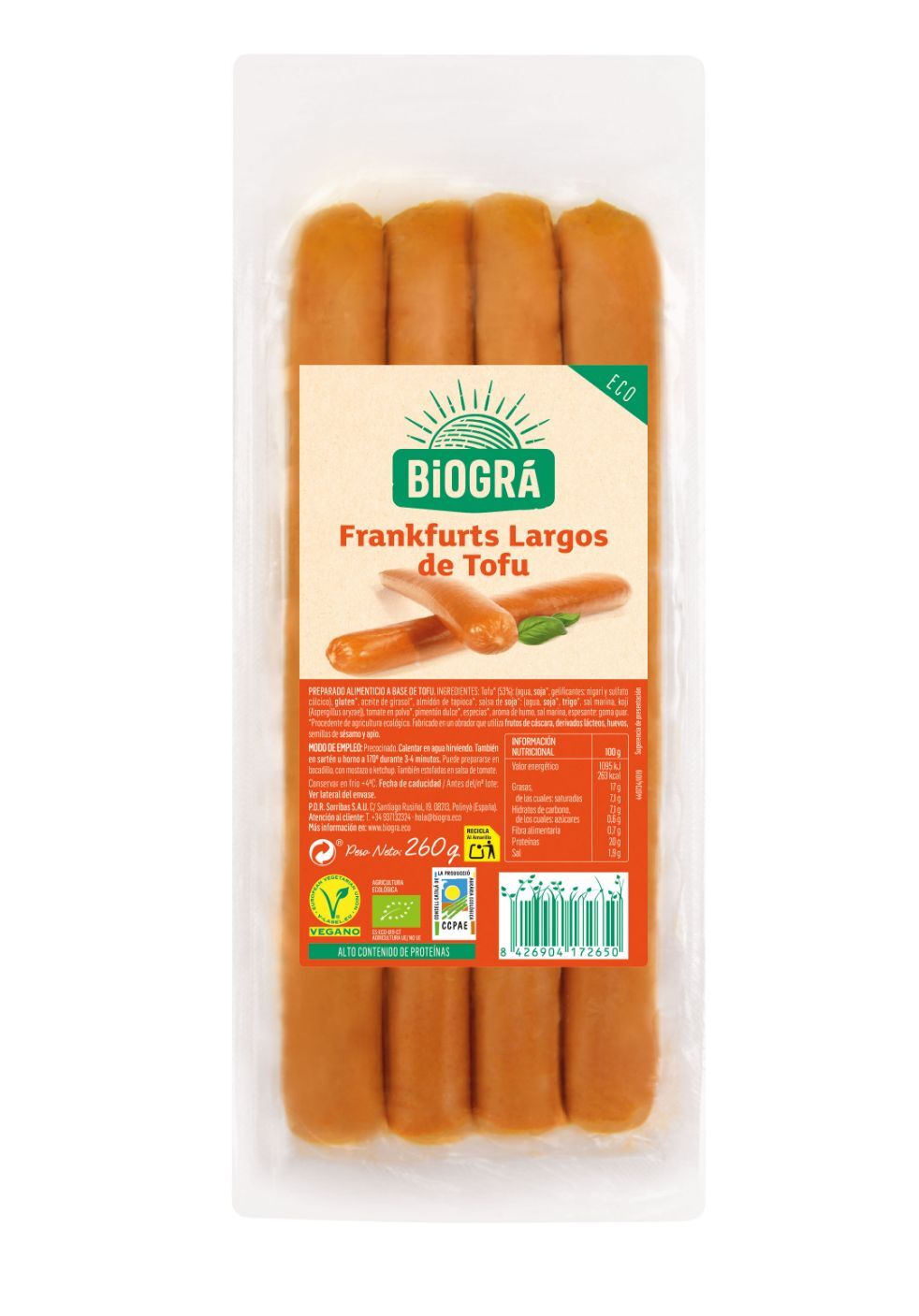 REFRIG SALCHICHA TOFU FRANKFURT LARGA 260 g