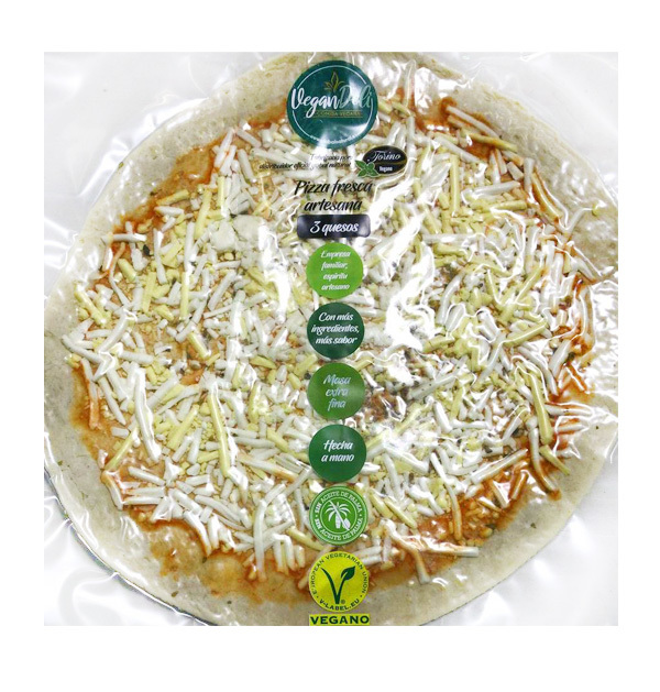 CONGELADO PIZZA VEGANA 3 QUESOS 310 GR VEGANDELI