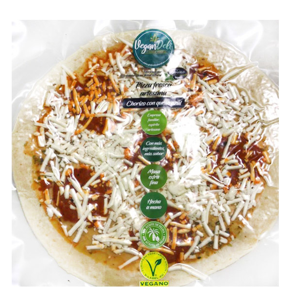 CONGELADO PIZZA VEGANA CHORIZO PICANTE Y QUESO AZUL 310 GR