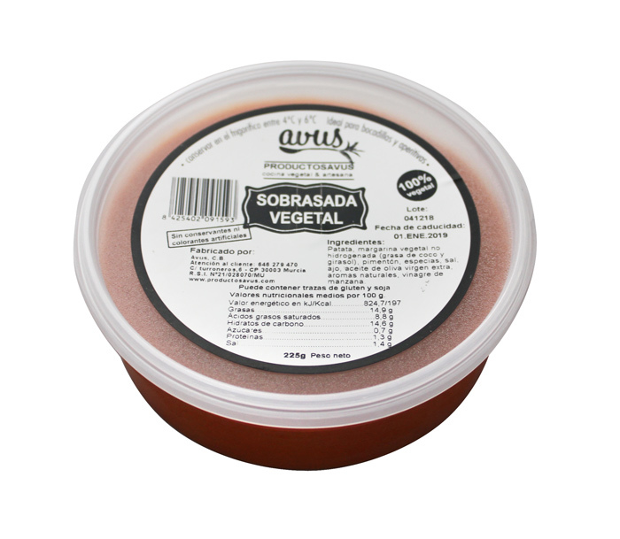 REFRIG ESTILO SOBRASADA VEGANA AVUS 225 GR