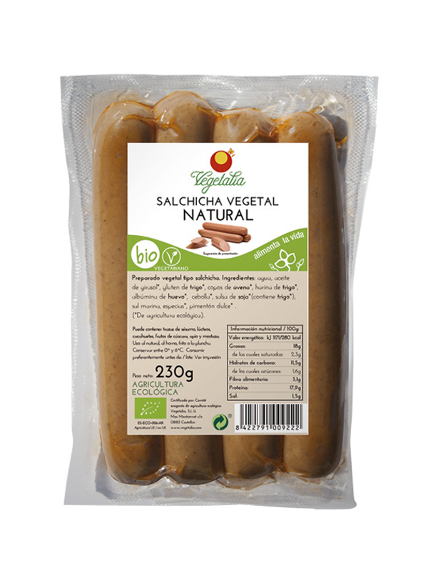 REFRIG SALCHICHA VEGETAL NATURAL BIO CAAE 230g