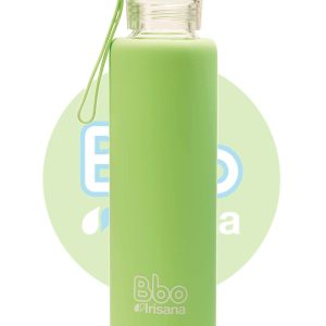 BOTELLA BBO VERDE BOROSILICATO CON SILICONA 550 ml.  IRISANA