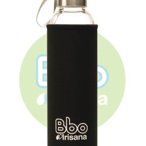 BOTELLA BBO NEGRO BOROSILICATO CON NEOPRENO 550 ml.  IRISANA