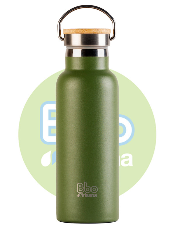 BOTELLA BBO TERMO CON TAPON BAMBU 500ML VERDE