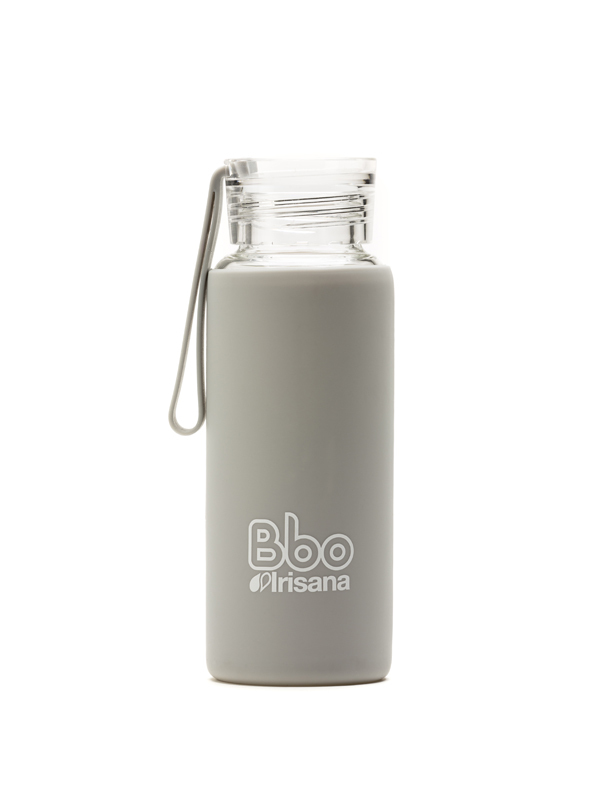 BOTELLA BBO GRIS BOROSILICATO CON SILICONA 330 ml. IRISANA