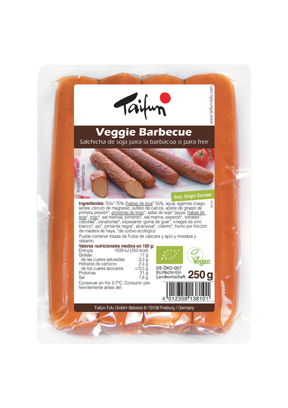 REFRIG SALCHICHAS VEGGIE BRATWURST SABOR BARBACOA BIO 250 g