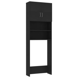 Armário máquina de lavar roupa 64x25,5x190 cm aglomerado preto - 666462