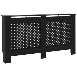 Cobertura de radiador 152x19x81,5 cm MDF preto - 665982