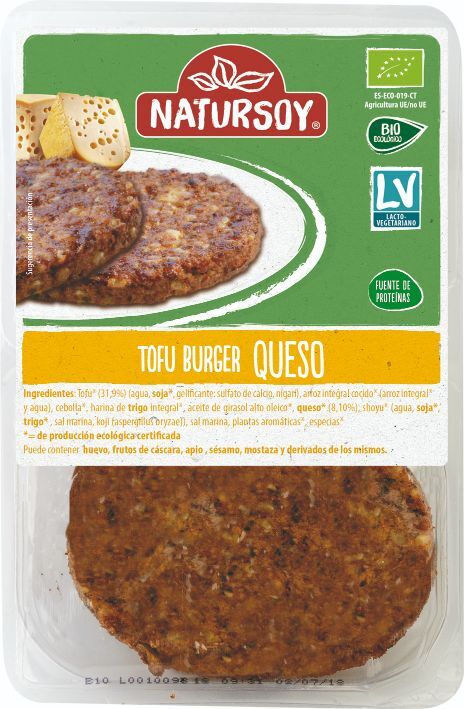 REFRIG HAMBURGUESA TOFU Y QUESO NATURSOY 160G 2 UNIDADES