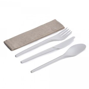 KIT Garfo + Faca + Guardanapo Bio CPLA