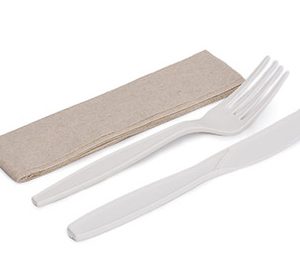 KIT Garfo + Faca + Guardanapo Bio Maiz