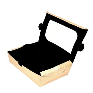 Caixa Take Away Kraft C/ Interior Preto e Janela